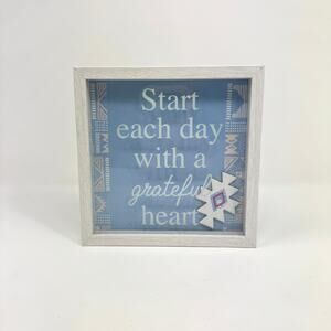 Boho Shadow Box Motivational Quote Framed Wall Decor Aztec Tribal Grateful Heart